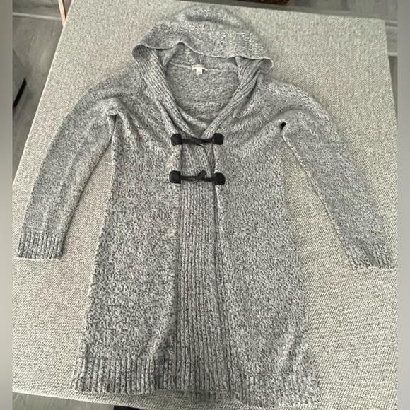 St. John's Bay Gray Cowl Neck Hooded Sweater - Picture 1 of 12